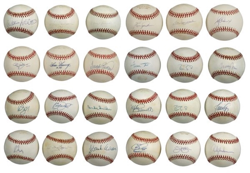 Playoff Absolute Signed Baseball Lot Of (24) Including Numerous Hall Of Famers
